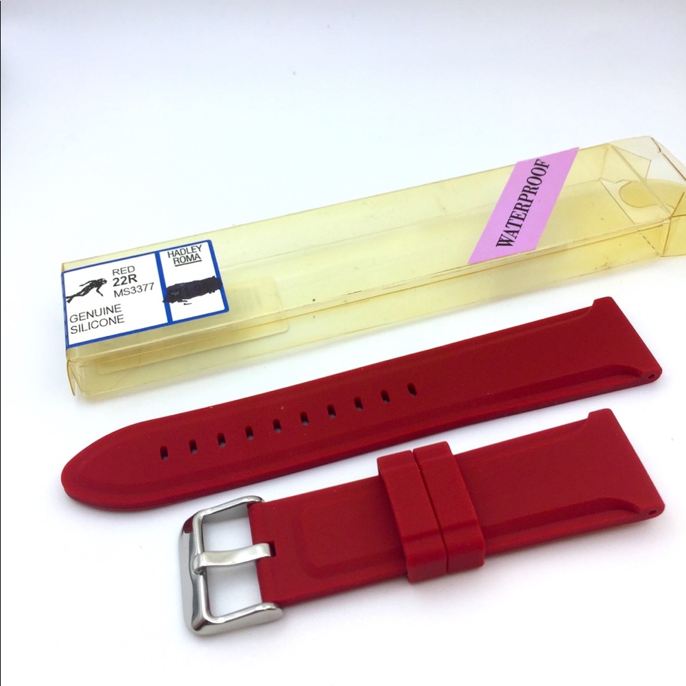 Hadley Roma Men Red Silicone Waterproof Watch Band